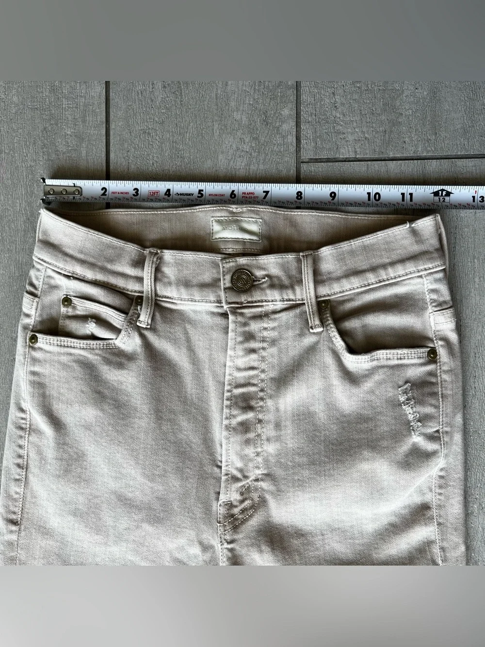 MOTHER Denim Jean Stunner Zip Ankle Step Fray 25 Sexy Just Walked Into Town Sand